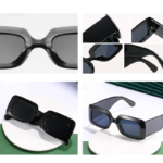 "Lunettes de soleil 'Alice' noir vintage, présentées sous différents angles pour une protection UV400 et un look rétro.
