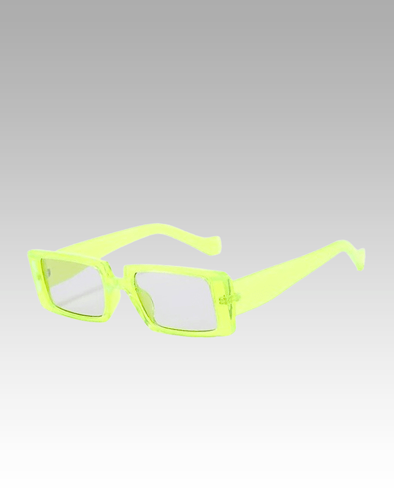 Lunettes de soleil Célia jaune fluo, accessoire branché pour femme avec protection UV400, chez Izamel.