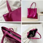 Sac à main fourre-tout Elsa rose brillant - présenté sous plusieurs angles.