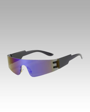 Lunettes de soleil noir et violet Kyle, accessoire de style streetwear pour femmes avec protection UV400, disponibles chez Izamel.