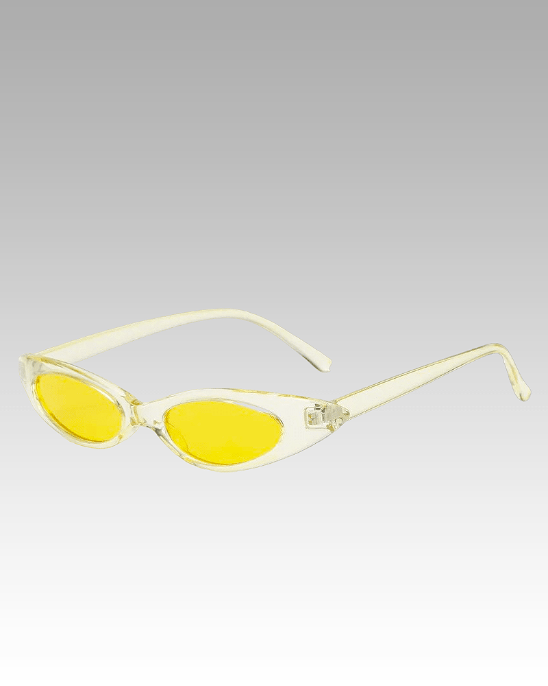 Lunettes de soleil rétro Livia jaune avec protection UV400 pour femme, disponibles chez Izamel.