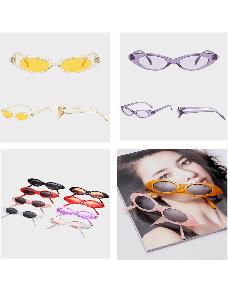 Collection de lunettes de soleil rétro Livia avec protection UV400, disponibles en plusieurs couleurs.