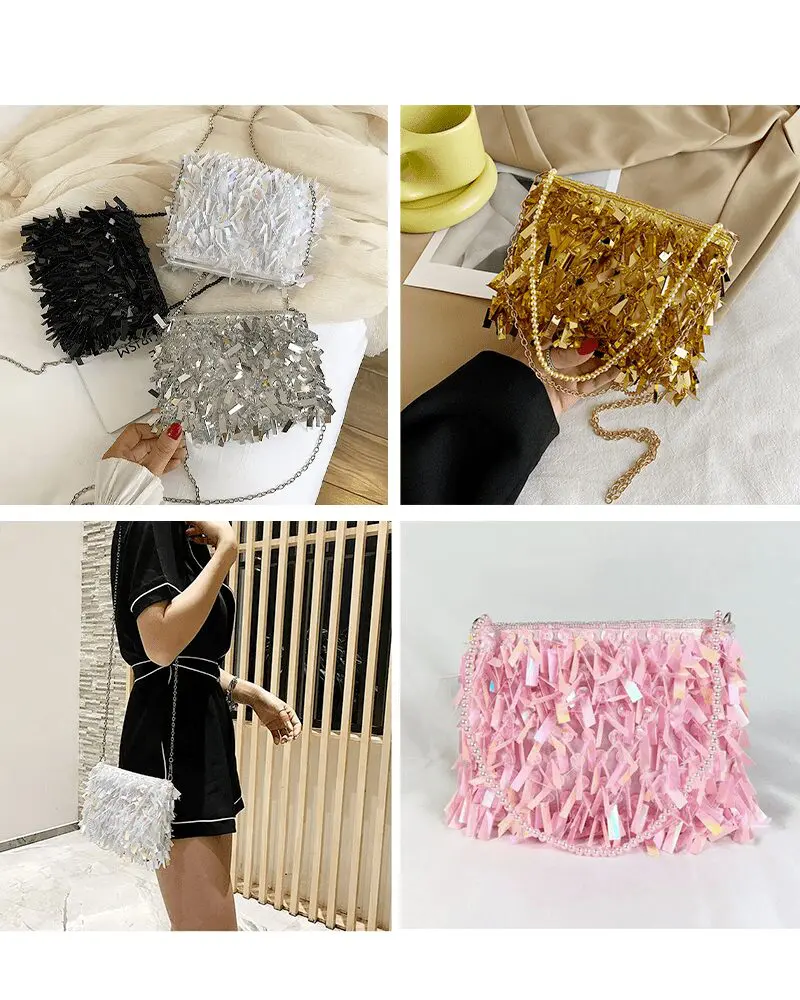 Sac à bandoulière à paillettes Mandy, un choix varié de couleurs pour un style éclatant.