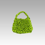 Mia sac à main vert tricoté satiné pour femme, en vente chez Izamel."