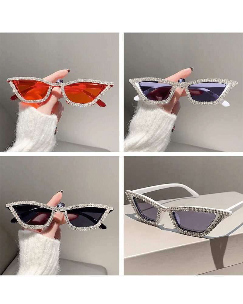 Lunettes de soleil Naomie avec strass et protection UV400, disponibles dans plusieurs couleurs chez Izamel.