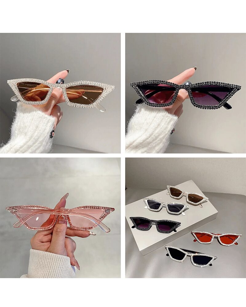 Lunettes de soleil Naomie avec strass et protection UV400, disponibles dans plusieurs couleurs chez Izamel.