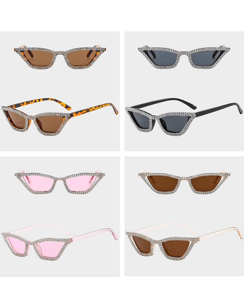 Élégance polyvalente : Découvrez les lunettes de soleil Naomie, ornées de strass et offrant une protection UV400, disponibles dans une variété de couleurs chez Izamel.