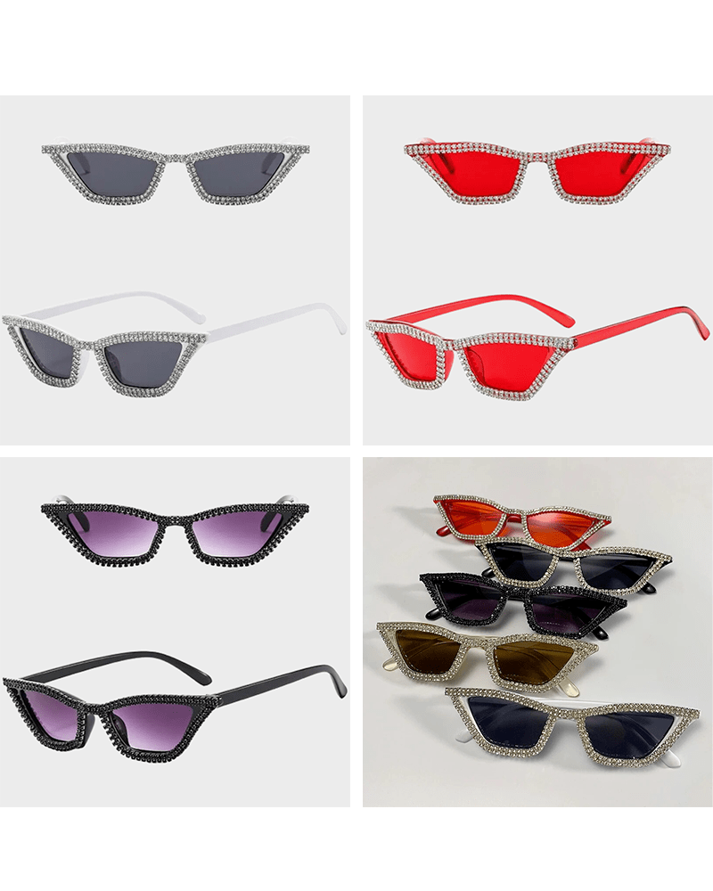 Lunettes de soleil Naomie avec strass et protection UV400, disponibles dans plusieurs couleurs chez Izamel.