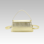 Sac à main Nawel doré en similicuir brillant - accessoire de luxe pour femme chez Izamel.