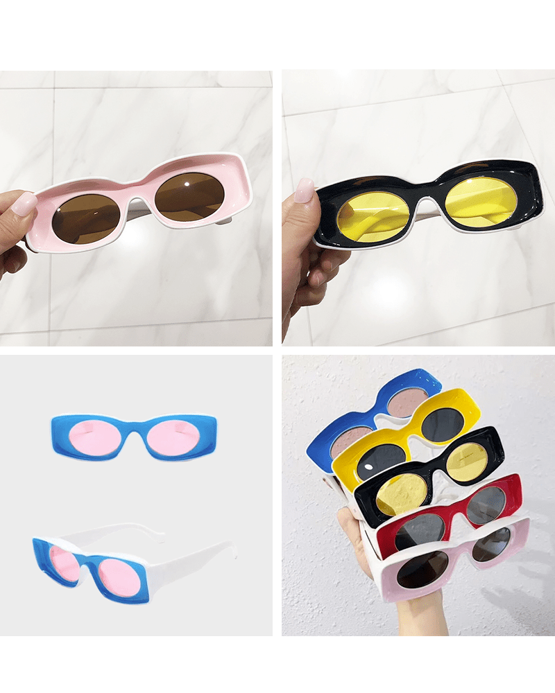 Collection de lunettes de soleil Pretty rétro avec protection UV400 en plusieurs couleurs variées.