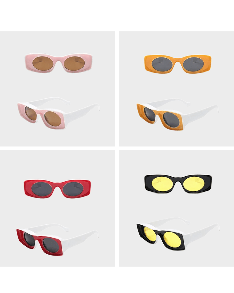 Collection de lunettes de soleil Pretty rétro avec protection UV400, disponibles dans diverses couleurs.