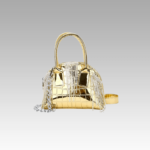 Sac à main Sandy doré en similicuir vernis - accessoire de mode chic chez Izamel.