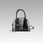 Sac à main Sandy noir en similicuir vernis - accessoire de mode chic chez Izamel.