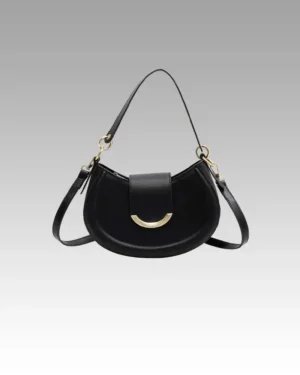 Sac à main Anaïs en similicuir noir pour femmes, disponible chez Boutique Izamel.