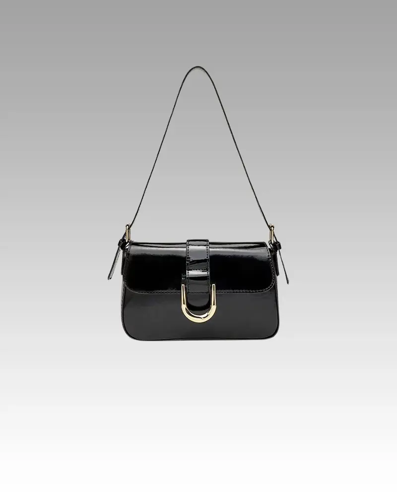 Sac à bandoulière Inaya noir vernis pour femme de la boutique Izamel