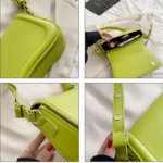 Sac à main Lina en similicuir vert, montré sous différents angles, disponible chez Boutique Izamel.