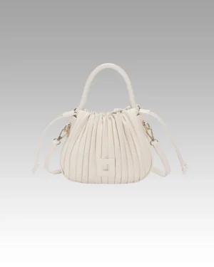 Sac à main Mia plissé blanc pour femmes, disponible chez Boutique Izamel.