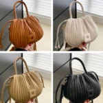 Sac à main Mia plissé présenté en quatre vignettes multiples – Boutique Izamel.