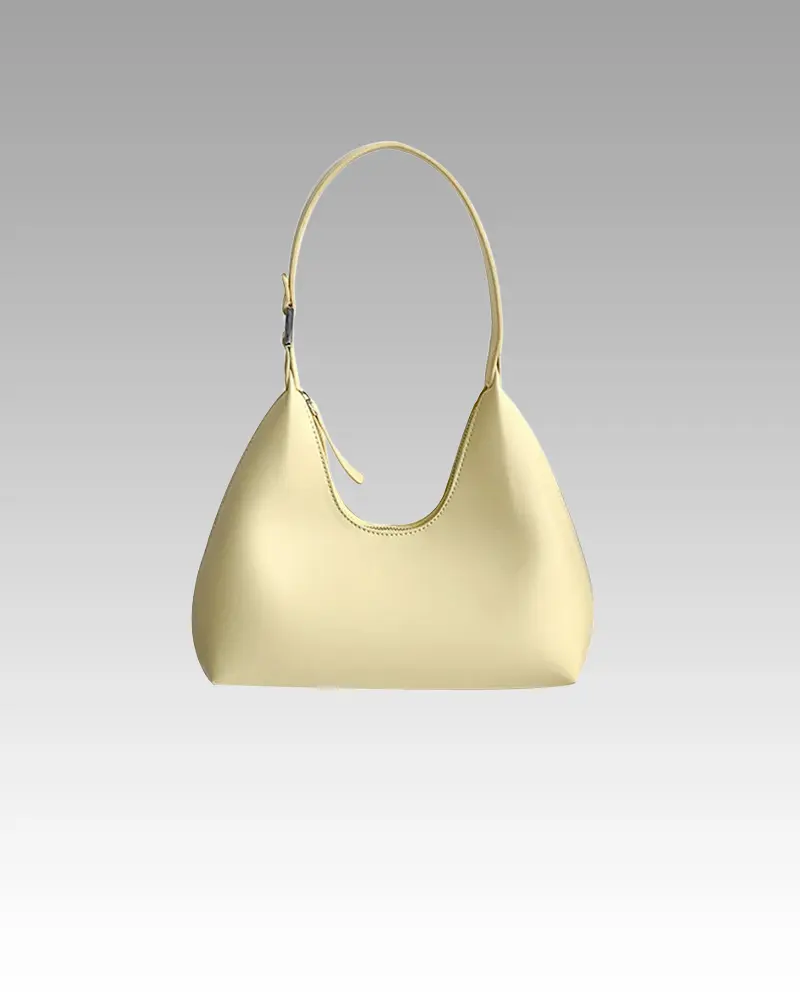 Sac à main Samia en similicuir jaune pour femmes, disponible chez Boutique Izamel.