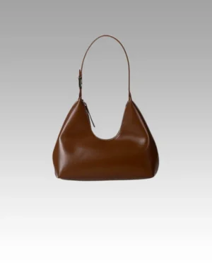 Sac à main Samia en similicuir marron pour femmes, disponible chez Boutique Izamel.