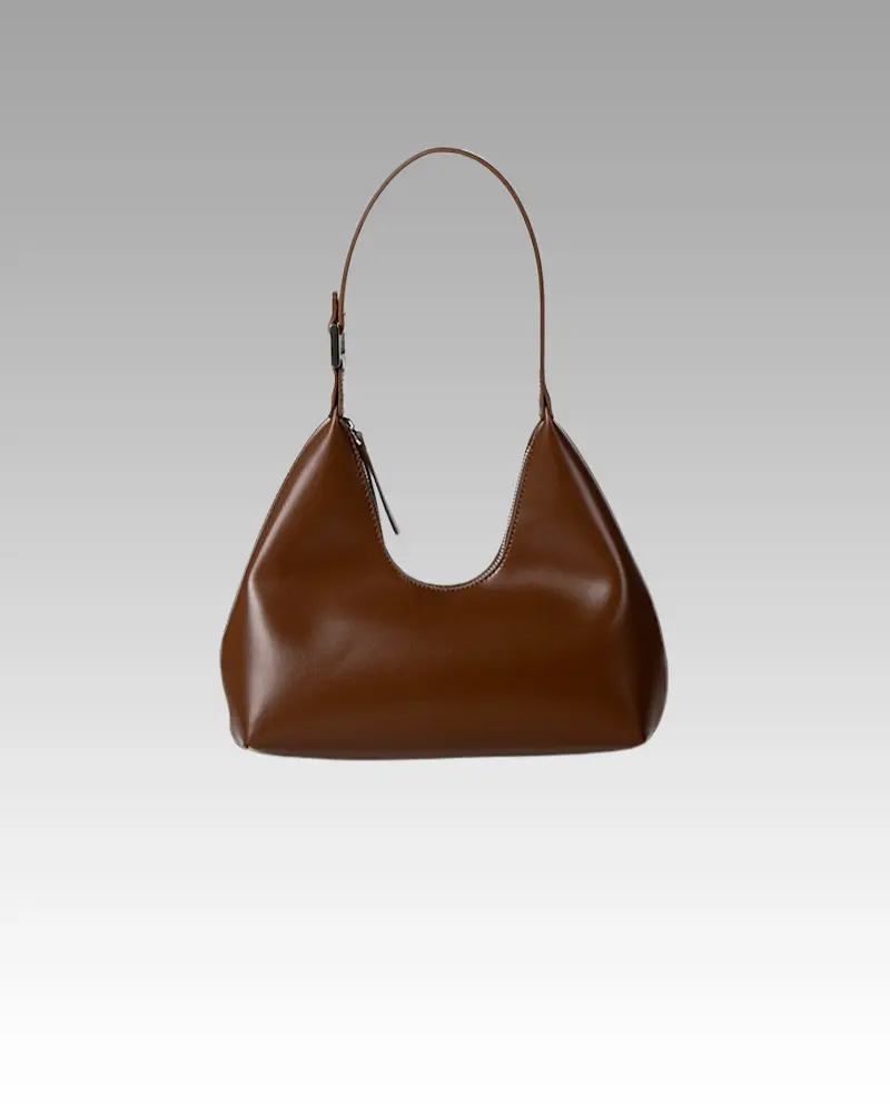 Sac à main Samia en similicuir marron pour femmes, disponible chez Boutique Izamel.