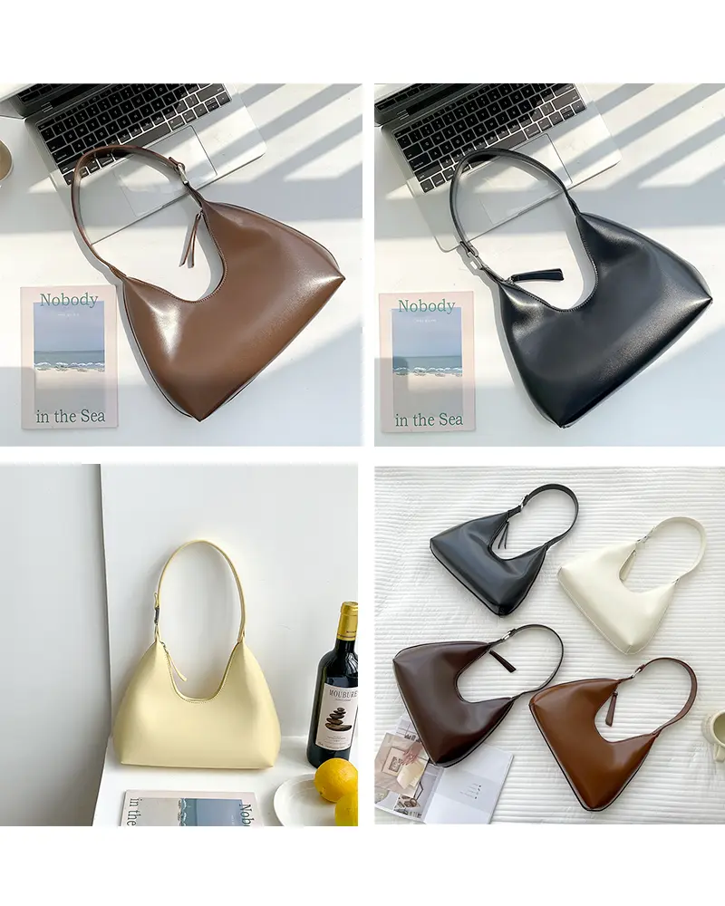 Sac à main Samia en similicuir montré en quatre photos sous différents angles, disponible chez Boutique Izamel.